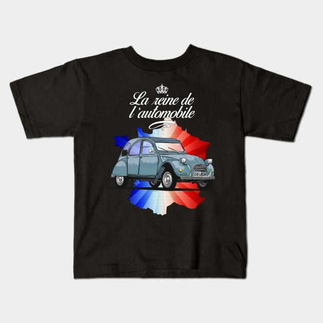 2cv Reine de l'auto Kids T-Shirt by RomoneGrafik